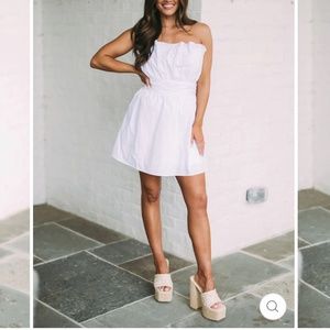 Strapless Poplin Mini Dress